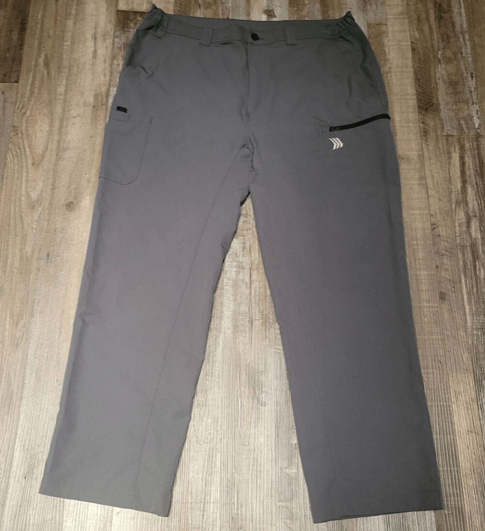 Gillz Fishing Pants Mens XXL 2XL Gray Polyester Zip Pockets Comfort Waist